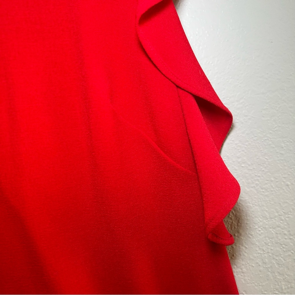 Nicole Miller Red Ruffle Mini Dress women’s‎ 8 Classic elegant office polished - Picture 3 of 7